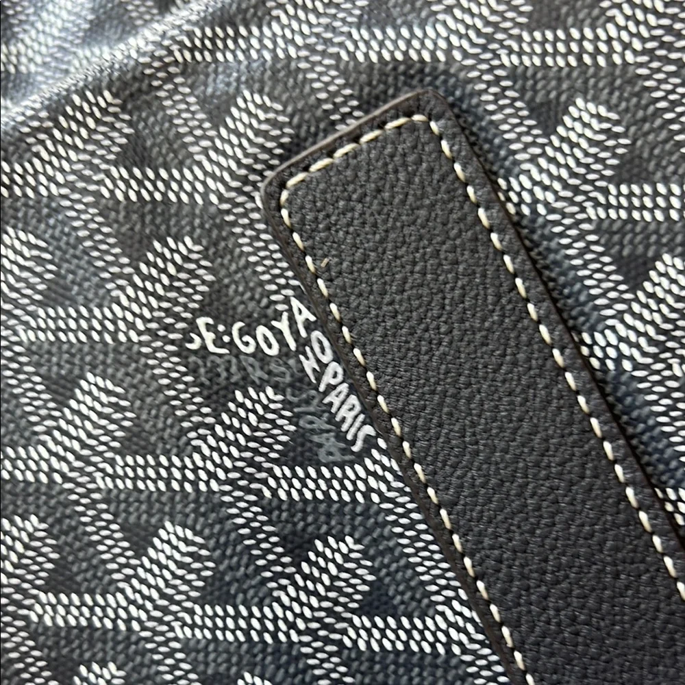 Goyard Patterned Canvas Briefcase with Black and Brown Trim